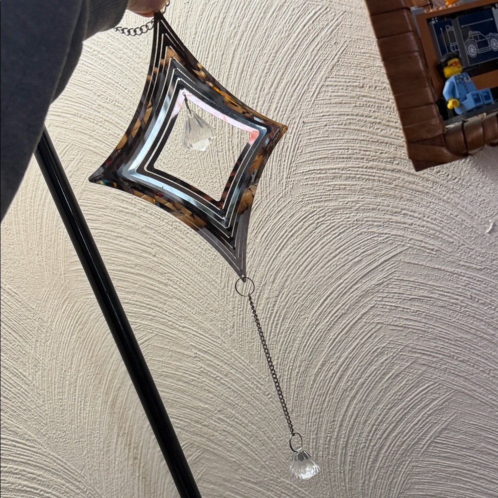 Geometric Hanging Wall Decor with Crystal Accents